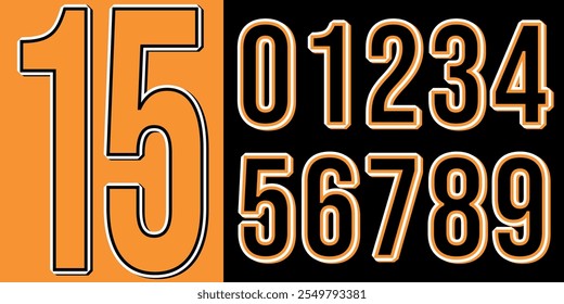 Modern jersey numbers with sleek typography, ideal for sports, branding, and design projects. Bold, dynamic numbers perfect for team logos, custom apparel, and contemporary athletic visuals