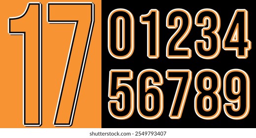 Modern jersey numbers with sleek typography, ideal for sports, branding, and design projects. Bold, dynamic numbers perfect for team logos, custom apparel, and contemporary athletic visuals