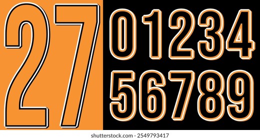 Modern jersey numbers with sleek typography, ideal for sports, branding, and design projects. Bold, dynamic numbers perfect for team logos, custom apparel, and contemporary athletic visuals