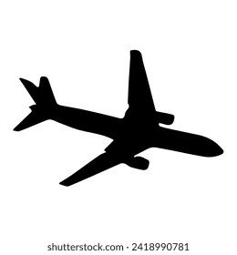 A modern jet airliner in silhouette