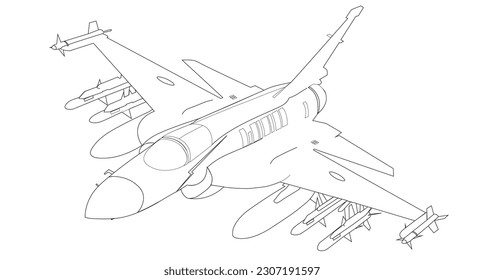 Modern Jet fighter detailed vector without colors