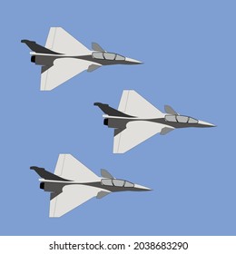 Modern Jet Fighter Flying Formation Delta Wing Vector Design