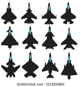 modern jet fighter icon collection set vector design