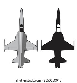 modern jet fighter icon set top view vector design