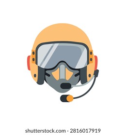 Modern Jet Fighter Pilot Helmet with Oxygen Mask and Communication Headset Vector Illustration