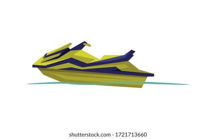 Modern Jetski, Speedboat, Motorized Water Transport, Summer Vacation Design Element Vector Illustration