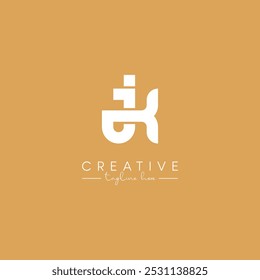 Modern JK KJ Letter Artistic Logo Design. Initial Based Vector Template.