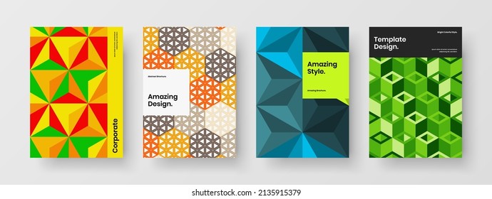 Modern journal cover vector design layout bundle. Fresh mosaic tiles corporate identity concept composition.