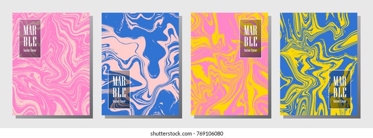 Modern journal layouts set. Graphic design for binder template, corporate flyers. Annual report cover fluid layouts set. Flyer, card, report, journal, binder vectors, title place.