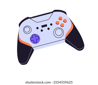 Modern joystick icon. Wireless controller to play videogames. Video game console remote control. Cybersports joypad for gamers, cyber players. Flat isolated vector illustration on white background