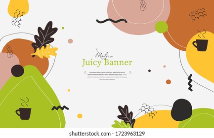 Modern juicy abstract banner with place for text. Hand made doodle colorful geometric vector backgrounds perfect for web and application design, banners, posters, advertising and more
