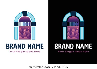 modern jukebox music illustration vector logo design