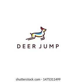 Modern Jump of the Roe Deer running isolated logo design vector icon illustration inspiration with mono line style logos