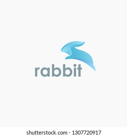 Modern jumping rabbit logo icon vector template on white background