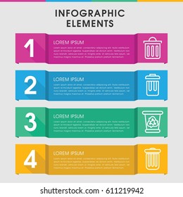 Modern junk infographic template. infographic design with junk icons includes recycle bin. can be used for presentation, diagram, annual report, web design. 