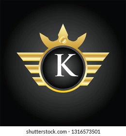 Modern K Circle Crown Logo  Illustration, Vector.