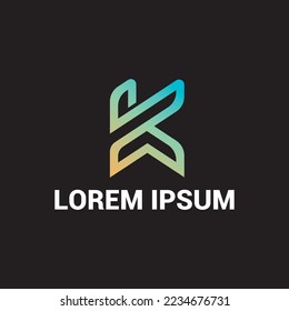 plantilla moderna de diseño de logotipo de letras de gradiente k