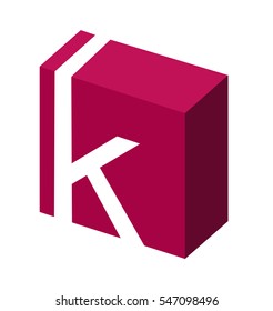 Modern K Letter Box Perspective Logo Monogram Icon