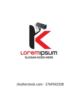 Modern K letter CCTV camera logo design template, Realistic CCTV logo