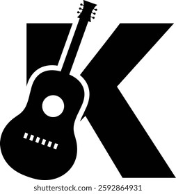 Modern K Letter Guitar Icon Vector Design Illustration