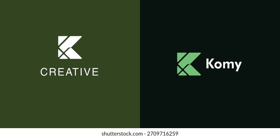 Símbolo de logotipo K moderno - forma geométrica limpa para a marca de inicialização corporativa