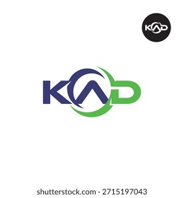 Moderno Monograma KAD - Modelo de logotipo limpo de 3 letras