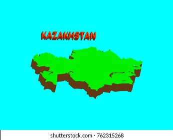 Modern Kazakhstan 3d Map on blue background.Vector illustration EPS 10