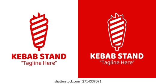 Un moderno logotipo de soporte de kebab diseñado para vendedores de comida callejera y marcas de comedor casual.