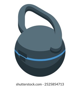 Kettlebell moderno que muestra el icono isométrico del concepto de la aptitud para el Diseño web aislado en el fondo blanco