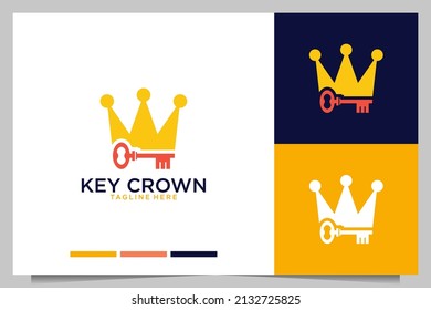modern key with crown logo design
