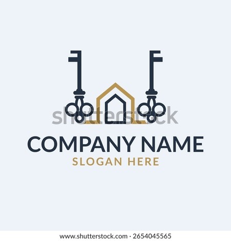 Modern Key Home Logo Design | Combination of House with Key vector style logo idea | Key and house real estate logos