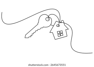 Modern key icon in continuous one line drawing minimalist vector art