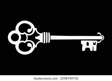 A modern key, line art silhouette
