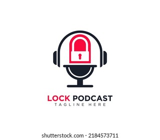 Modern key microphone logo design for podcast business company symbol