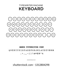 Modern Keyboard Design. Fashionable Retro Concept. Round Keys. Vector Illustration Of White Modern Laptop Keyboard With Elements Of Typewriter. Stylized For Your Business. 