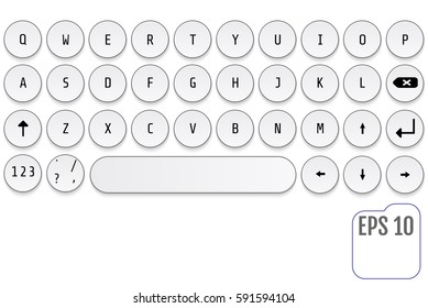 Modern keyboard design. Fashionable retro concept. Round keys. This keyboard is perfect for your business project.