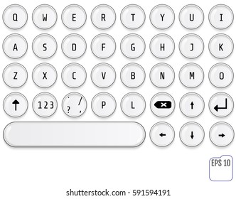 Modern keyboard design. Fashionable retro concept. Round keys. This keyboard is perfect for your business project.