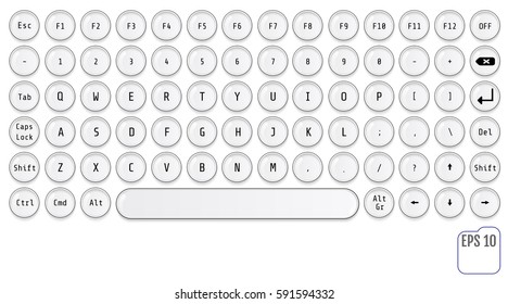 Modern keyboard design. Fashionable retro concept. Round keys. This keyboard is perfect for your business project.