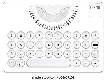 Modern Keyboard Design. Fashionable Retro Concept. Round Keys. Vector Illustration Of White Modern Laptop Keyboard With Elements Of Typewriter. Stylized For Your Business. 