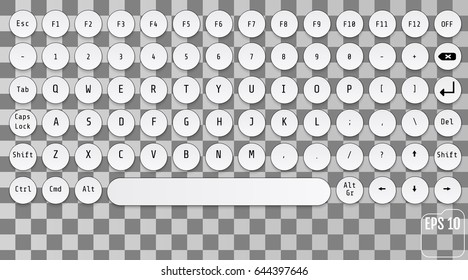 Modern keyboard design. Fashionable retro concept. Round keys. This keyboard is perfect for your business project.