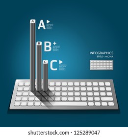 Modern keyboard  infographics education / numbered banners / horizontal cutout lines / graphic or website layout vector