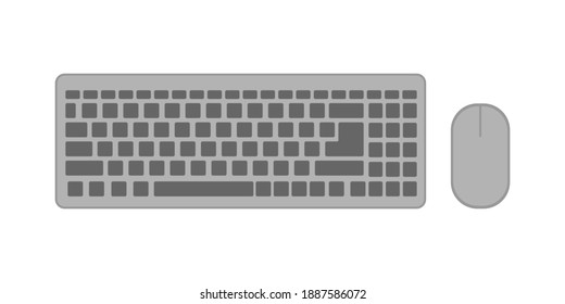 Modern Keyboard and mouse isolated on a white background Flat style illustration