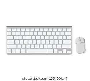 Modern Keyboard and mouse isolated on a white background Flat style illustration stock illustration