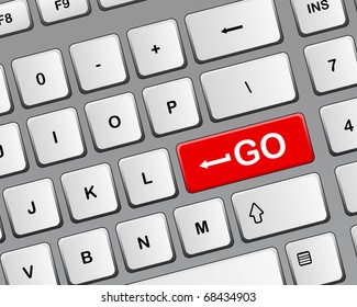 Modern keyboard with red "GO" button