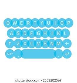 Modern keyboard of smartphone, alphabet and numbers buttons. Qwerty keyboard set. Mobile phone keypad mock-up.