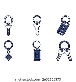 Modern Keychains Simple Line Art Icons Minimalist Style Clean Design