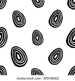 Modern kids b&w seamless pattern with line egg. Hand drawn graphic with black cute minimalistic scandinavian cartoon elements on white background
