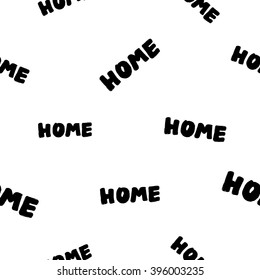 Modern kids b&w seamless pattern with home. Hand drawn graphic with black cute minimalistic scandinavian cartoon elements on white background