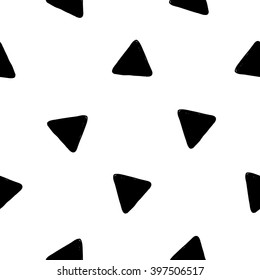 Modern kids b&w seamless pattern with delta. Hand drawn graphic with black cute minimalistic scandinavian cartoon elements on white background