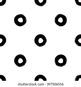 Modern kids b&w seamless pattern with dot. Hand drawn graphic with black cute minimalistic scandinavian cartoon elements on white background